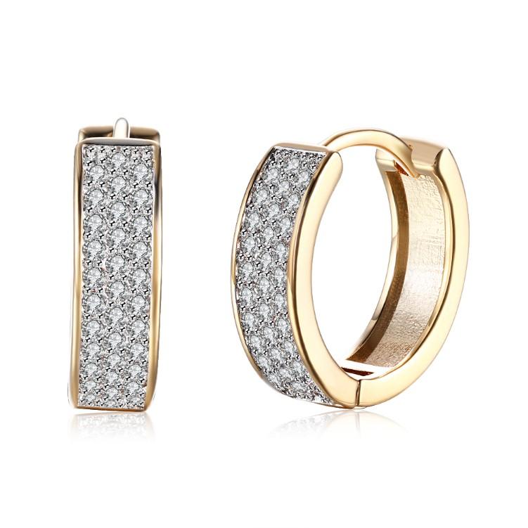 Swarovski Crystal Micro Pav'e Classic Huggies Set in 18K Gold - ALILY www..com fashion jewelry for women