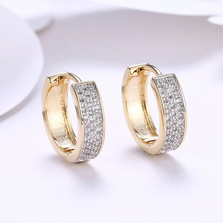 Swarovski Crystal Micro Pav'e Classic Huggies Set in 18K Gold - ALILY www..com fashion jewelry for women