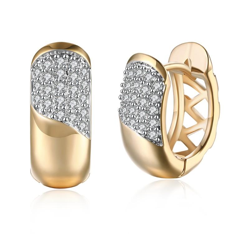 Swarovski Crystal Curved Layering Huggies Set in 18K Gold - ALILY www..com fashion jewelry for women