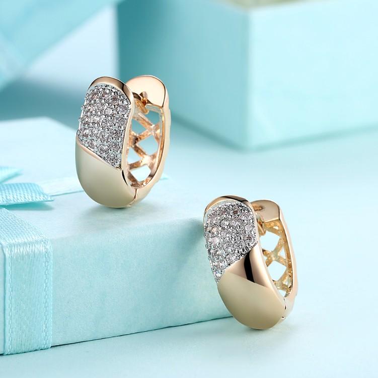 Swarovski Crystal Curved Layering Huggies Set in 18K Gold - ALILY www..com fashion jewelry for women