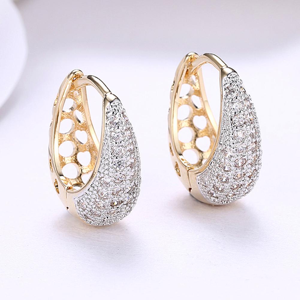 Crystals 18mm Pave Heart Filigree Teardrop Huggie Earring