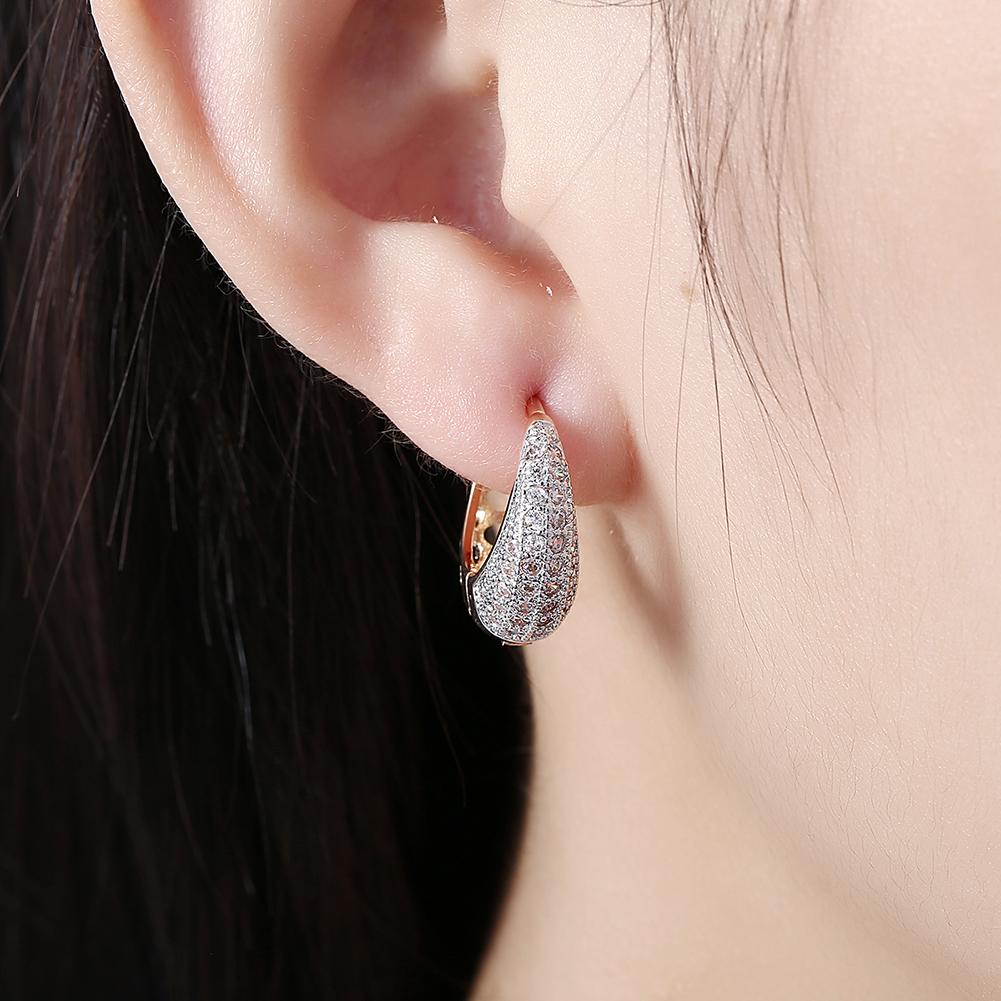 Crystals 18mm Pave Heart Filigree Teardrop Huggie Earring