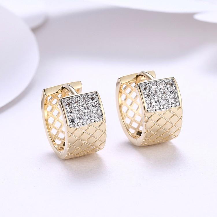 Twelve Stone Austrian Crystal Criss-Cross Huggies Set in 18K Gold - ALILY