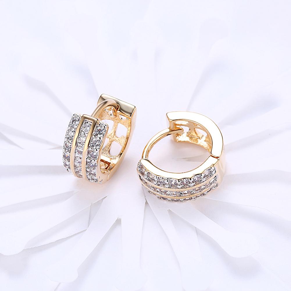 Crystals 15mm Pave Triple Row Huggie Earring