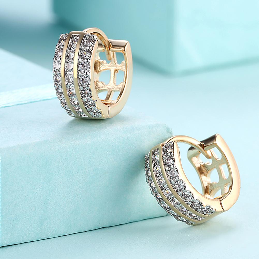 Crystals 15mm Pave Triple Row Huggie Earring