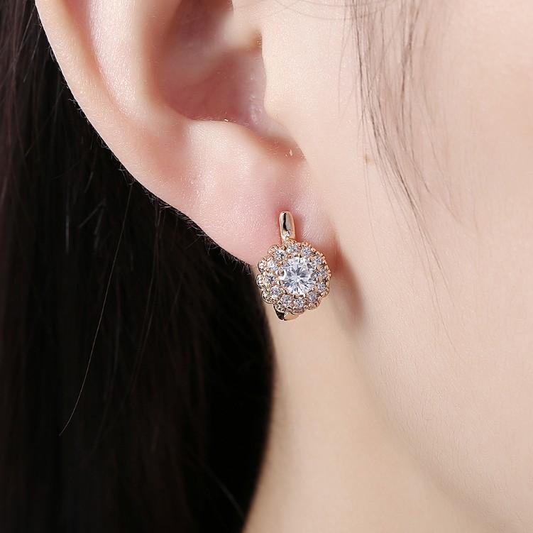 Swarovski Crystal Micro Pav'e Bursting Star Leverback Earrings Set in 18K Gold - ALILY www..com fashion jewelry for women