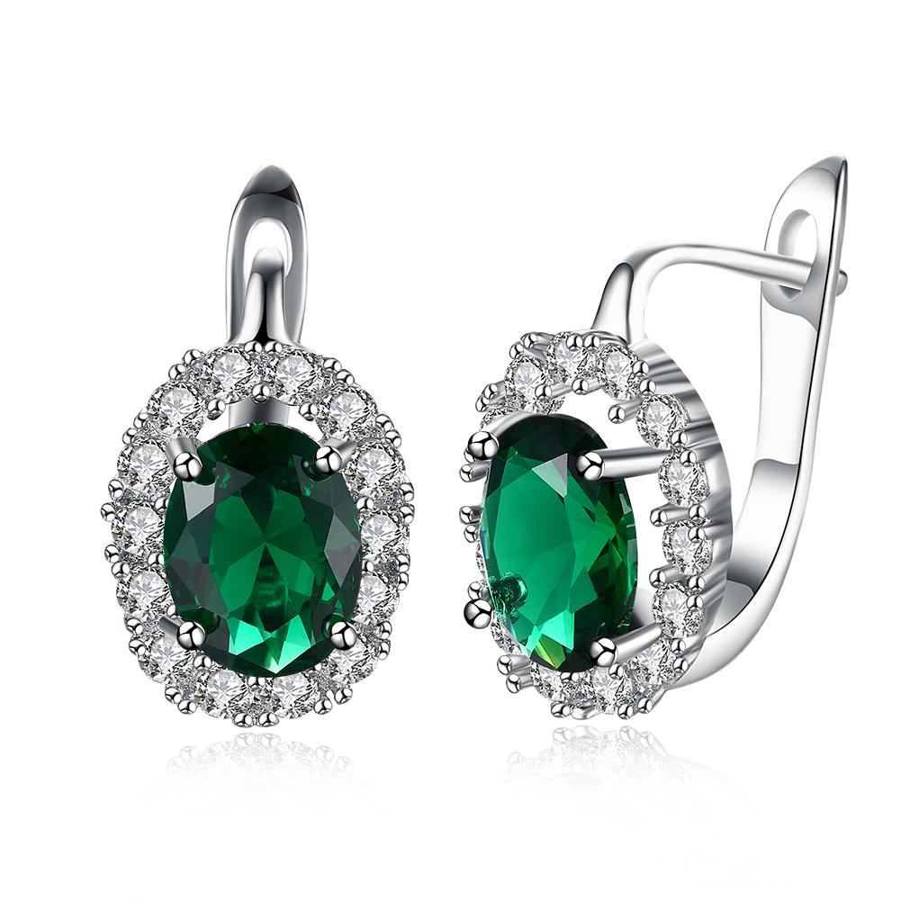 Green Swarovski Elements Leverback Earrings in 18K White Gold, Earring, ALILY , ALILY jewelryjewelry deals, swarovski crystal jewelry, groupon jewelry,, jewelry for mom,