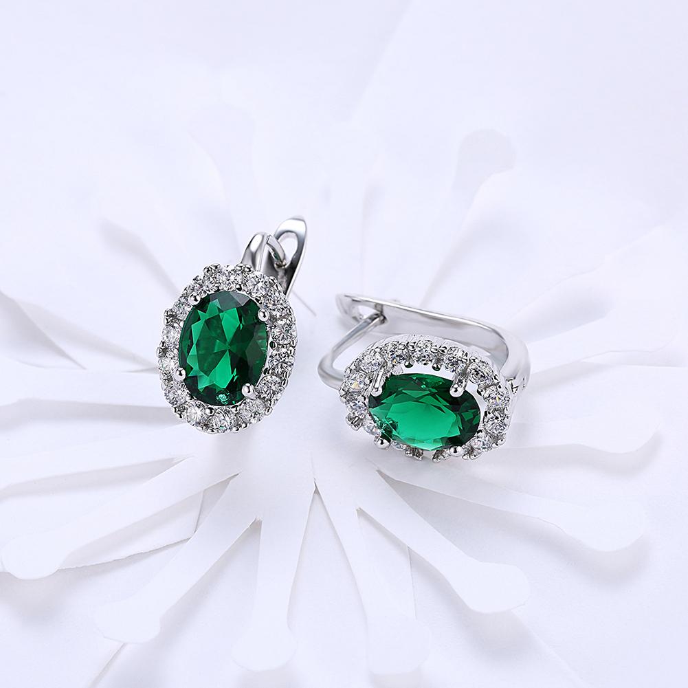 Green Swarovski Elements Leverback Earrings in 18K White Gold, Earring, ALILY , ALILY jewelryjewelry deals, swarovski crystal jewelry, groupon jewelry,, jewelry for mom,