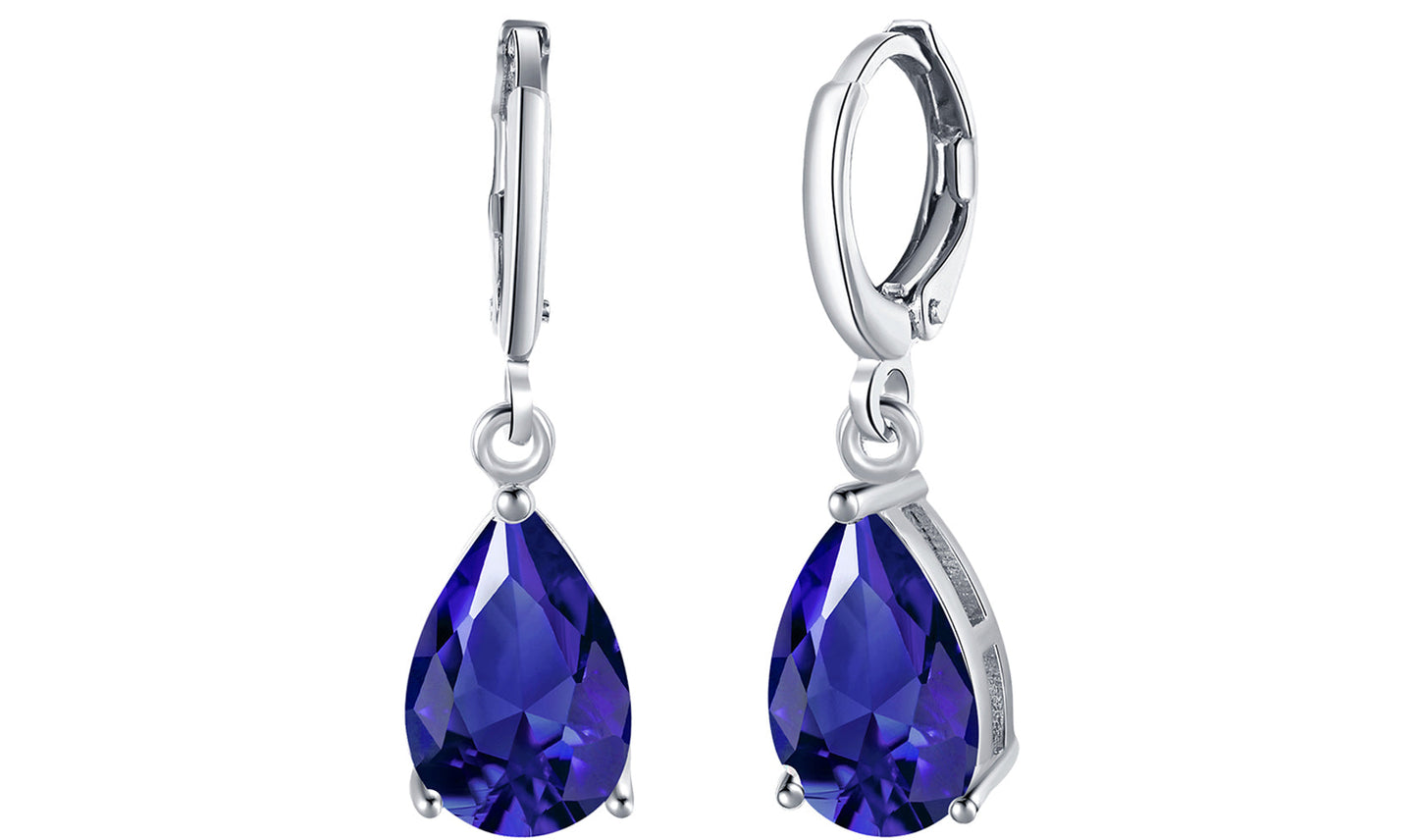 14K Gold Plating Sleek Elements Pear Cut Drop Earrings - 3 Options Available