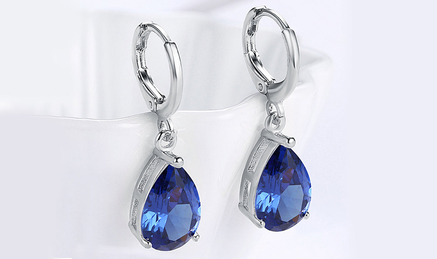 14K Gold Plating Sleek Elements Pear Cut Drop Earrings - 3 Options Available