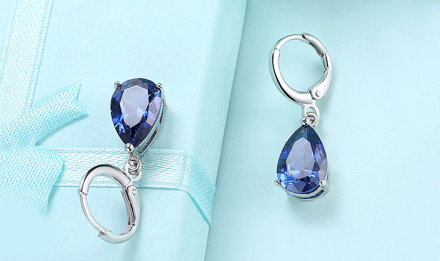 14K Gold Plating Sleek Elements Pear Cut Drop Earrings - 3 Options Available