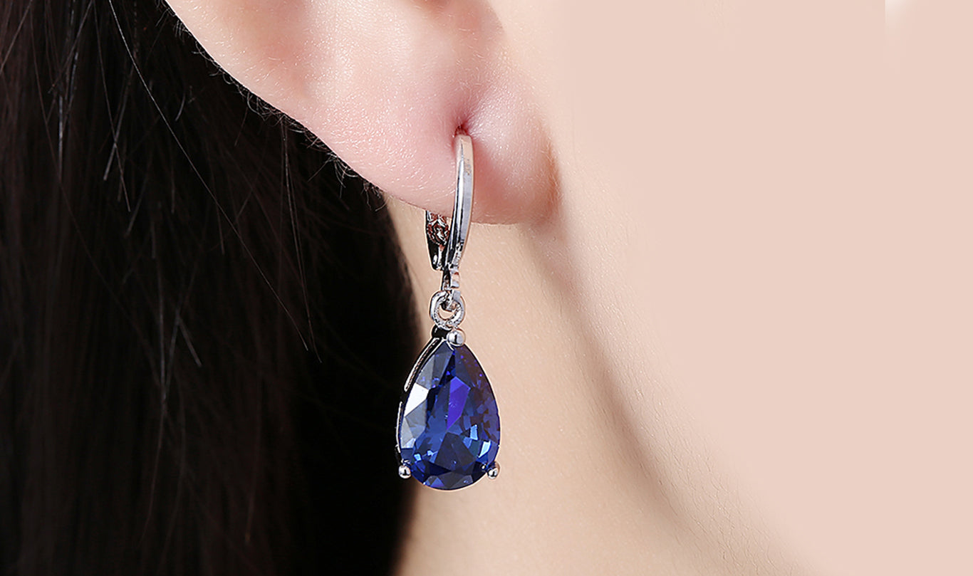 14K Gold Plating Sleek Elements Pear Cut Drop Earrings - 3 Options Available