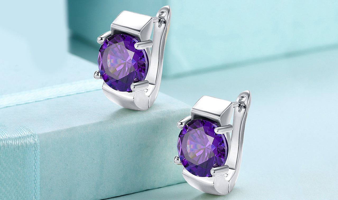 14K Gold Plating Large Princess Cut Gemstone Abstract Huggies - Two Options Available