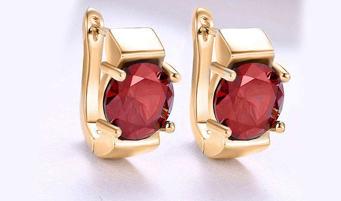 14K Gold Plating Large Princess Cut Gemstone Abstract Huggies - Two Options Available
