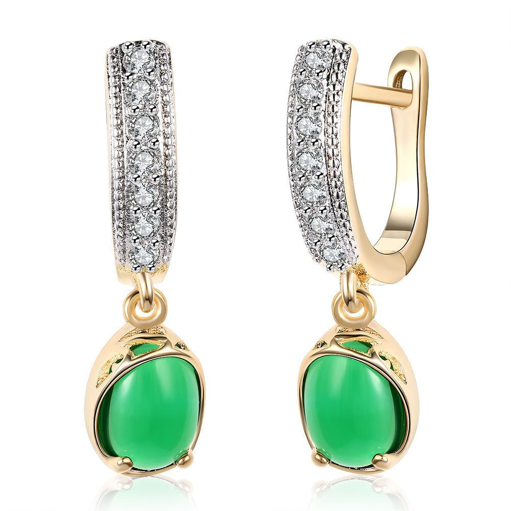 GreenStone Classic Resin Drop Earring in 18K Gold Plated
