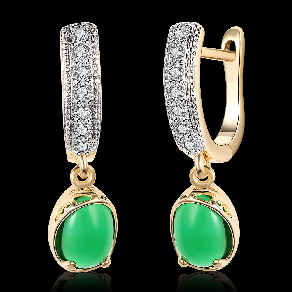 GreenStone Classic Resin Drop Earring in 18K Gold Plated