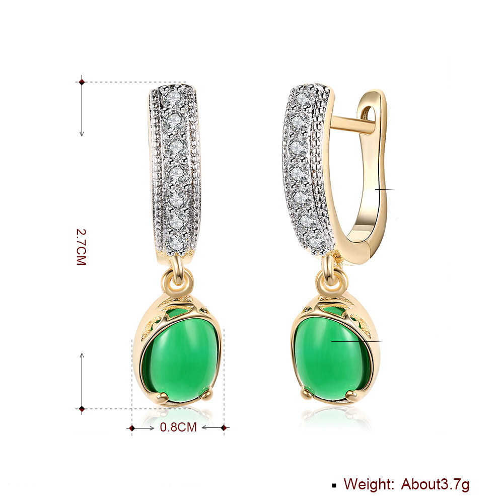GreenStone Classic Resin Drop Earring in 18K Gold Plated