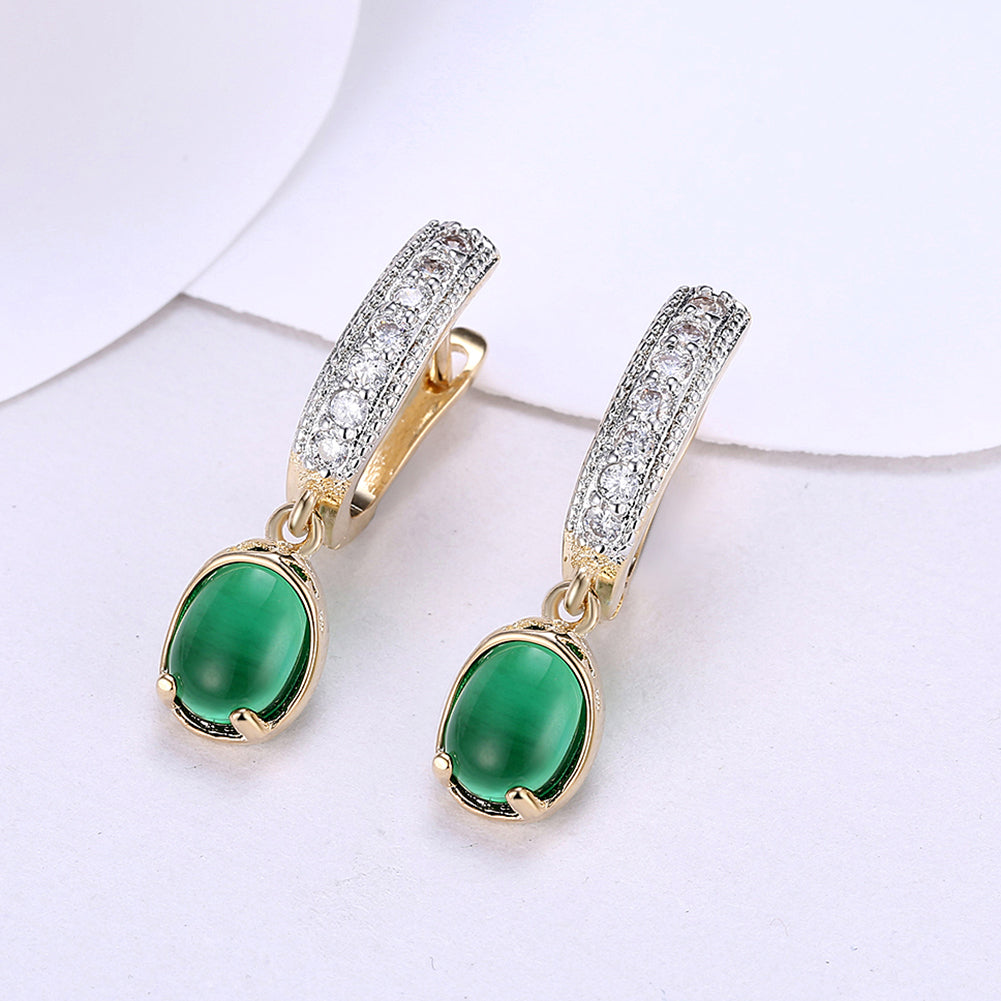 GreenStone Classic Resin Drop Earring in 18K Gold Plated