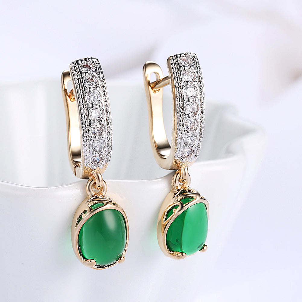 GreenStone Classic Resin Drop Earring in 18K Gold Plated