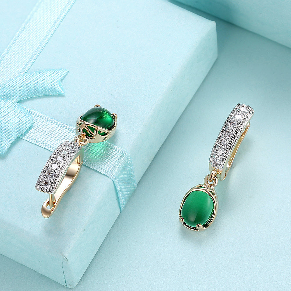 GreenStone Classic Resin Drop Earring in 18K Gold Plated