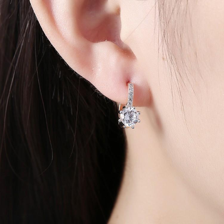 Simulated Star Shaped Micro Pav'e Leverback Earrings Set in 18K Gold - ALILY