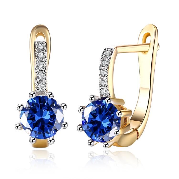 Simulated Star Shaped Micro Pav'e Leverback Earrings Set in 18K Gold - ALILY