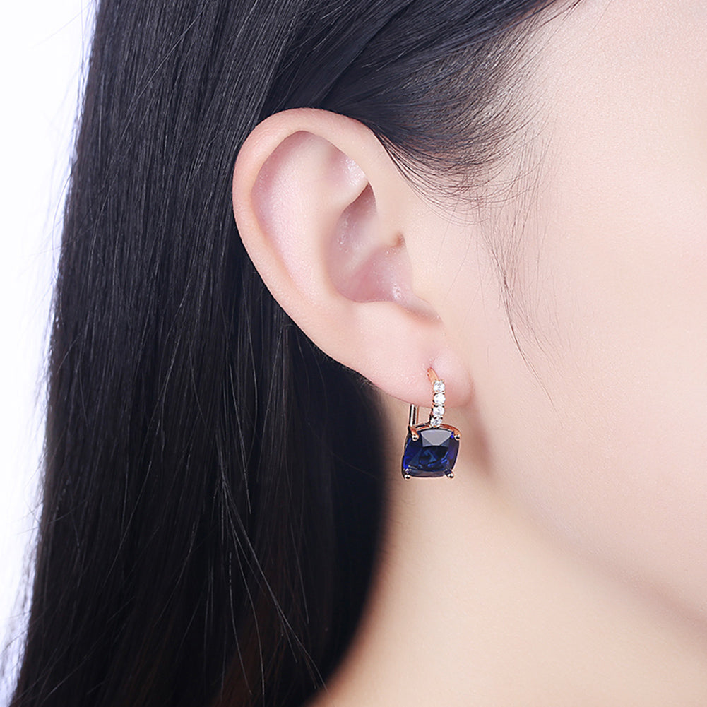 Iridescent Amethyst Ascher Cut Pave Leverback in 14K Gold Plated
