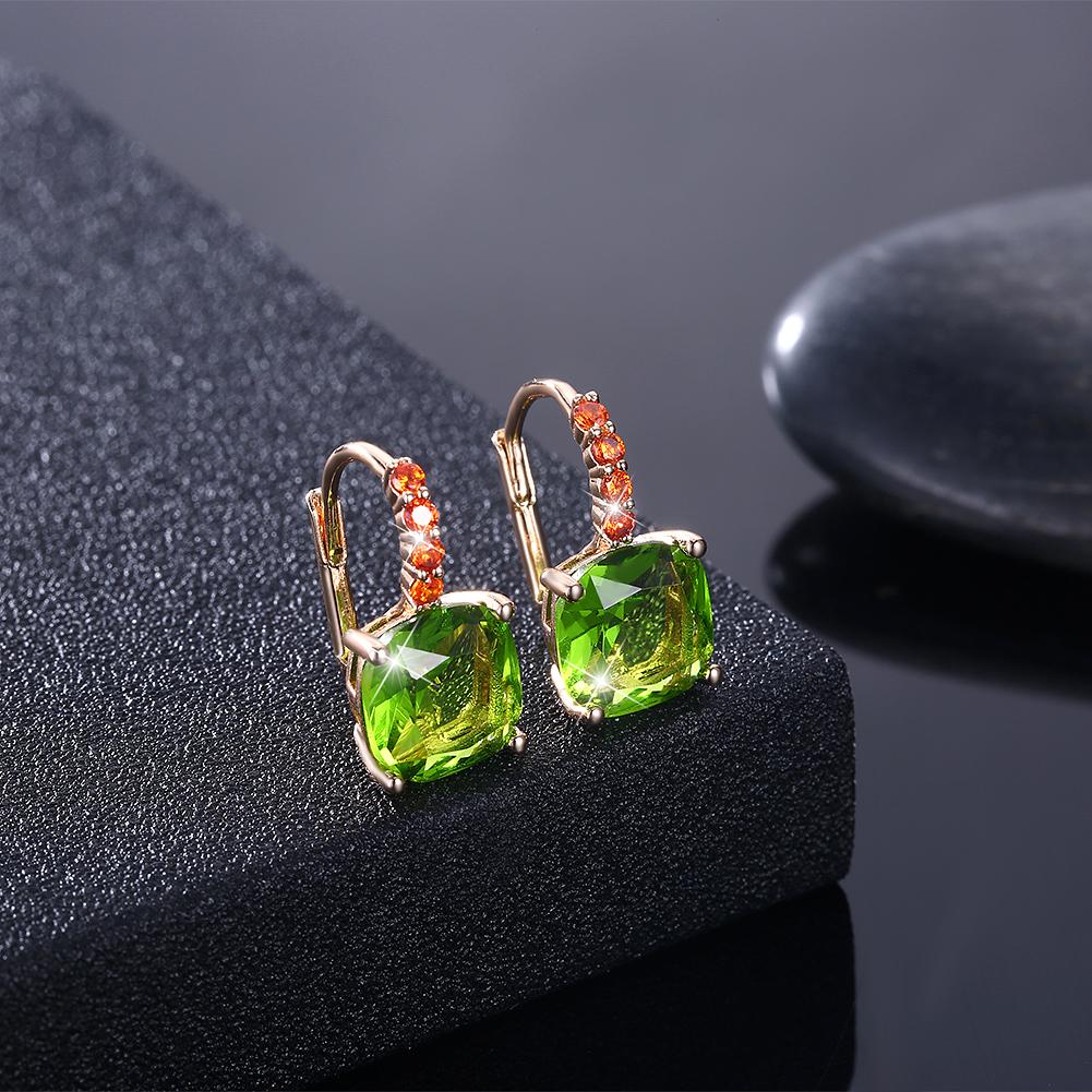Green Asscher Cut Swarovski Pav'e Leverback in 14K Gold, Earring, ALILY , ALILY jewelryjewelry deals, swarovski crystal jewelry, groupon jewelry,, jewelry for mom,