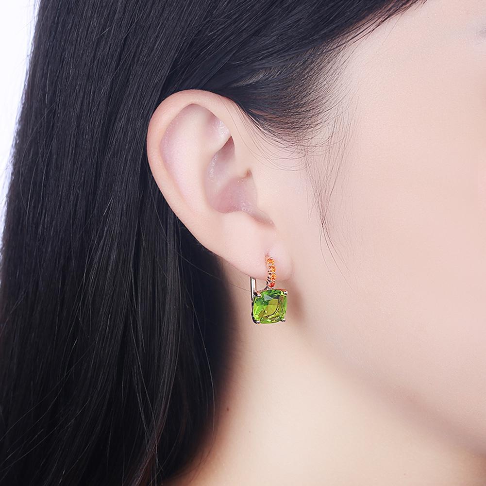 Green Asscher Cut Swarovski Pav'e Leverback in 14K Gold, Earring, ALILY , ALILY jewelryjewelry deals, swarovski crystal jewelry, groupon jewelry,, jewelry for mom,