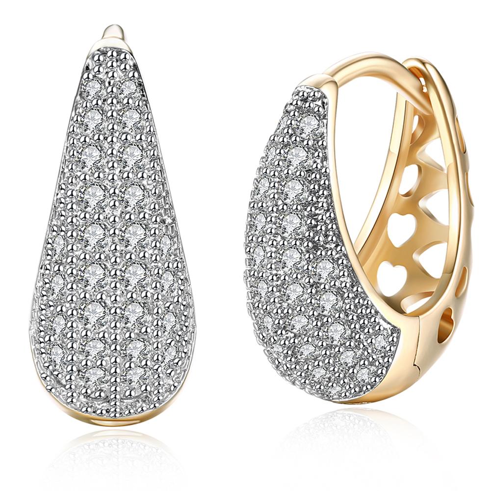 Crystals 18mm Pave Heart Filigree Teardrop Huggie Earring