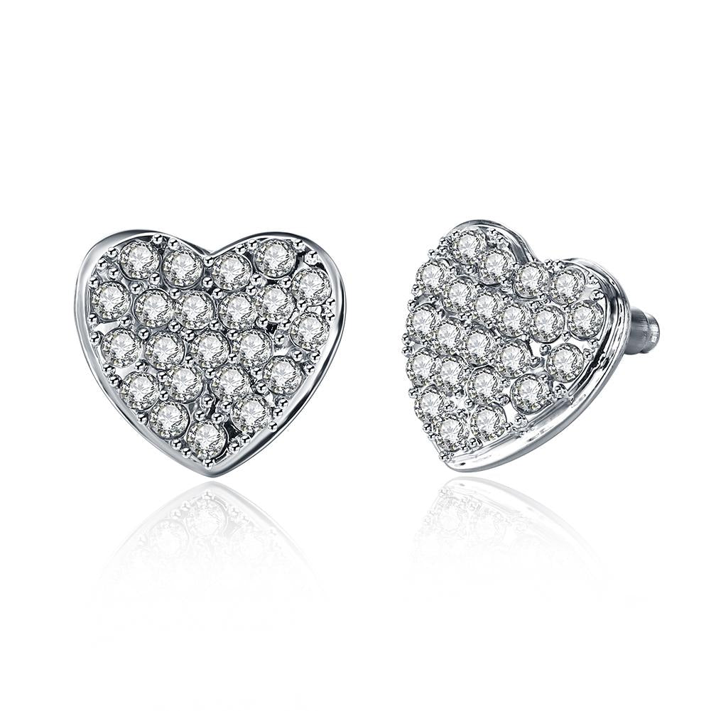 Micro-Pav'e Elements Heart Shaped Studs in 18K White Gold