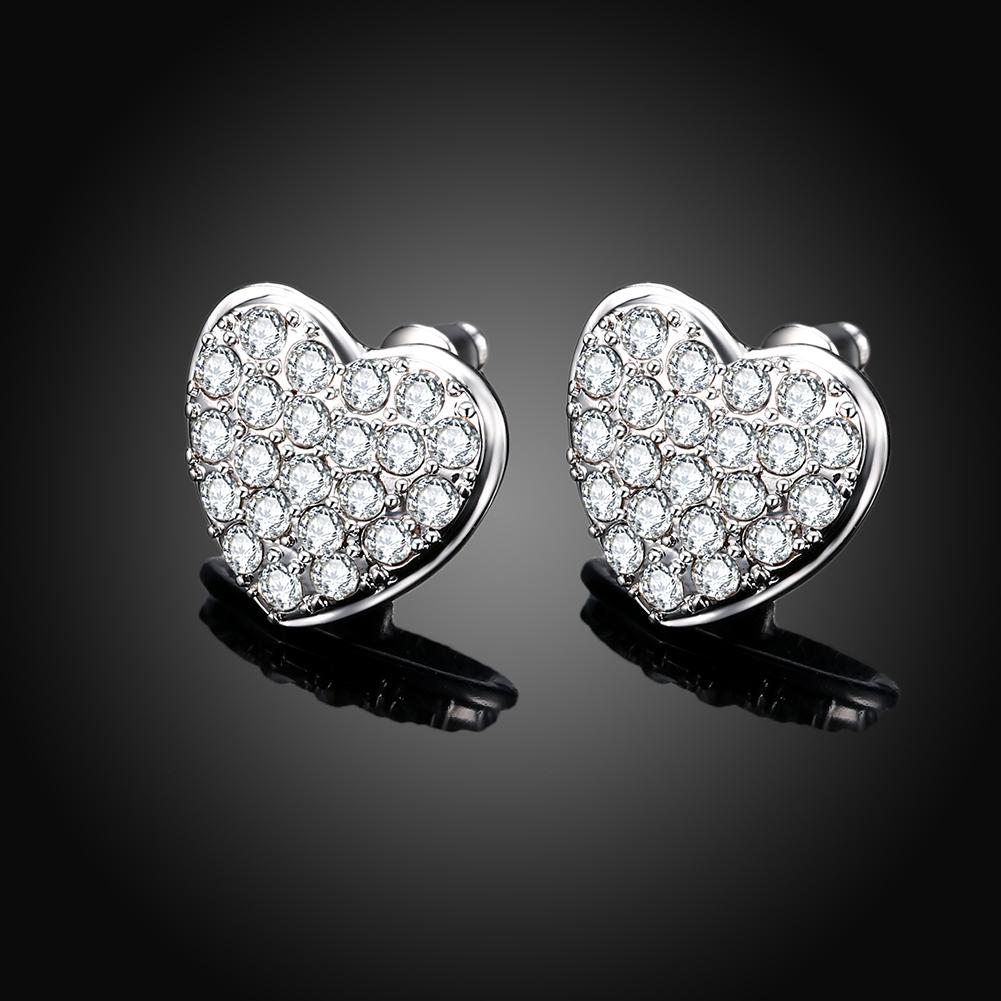 Micro-Pav'e Elements Heart Shaped Studs in 18K White Gold
