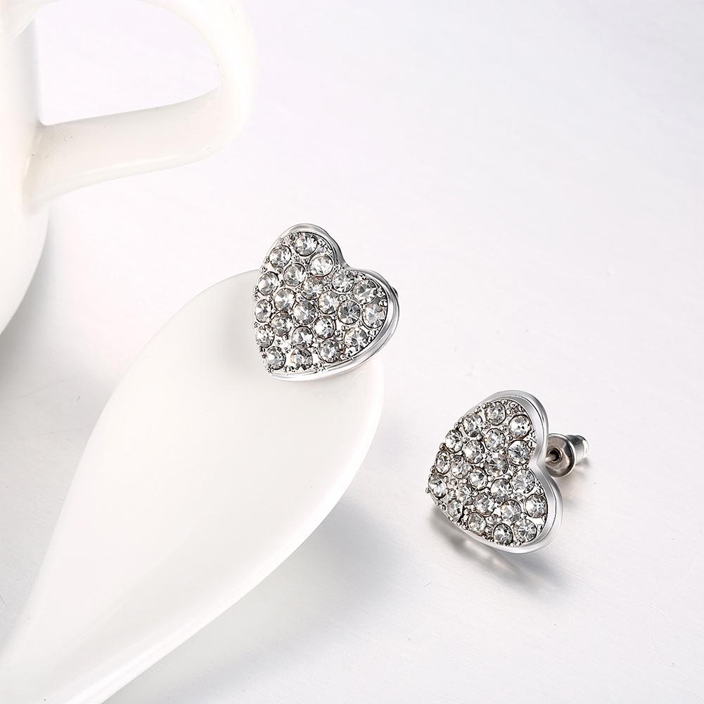 Micro-Pav'e Elements Heart Shaped Studs in 18K White Gold