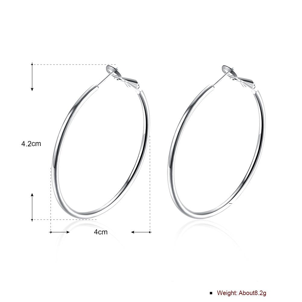 42mm Round Hoop Earring in 18K White Gold Plated, Earring, ALILY , ALILY jewelryjewelry deals, swarovski crystal jewelry, groupon jewelry,, jewelry for mom,