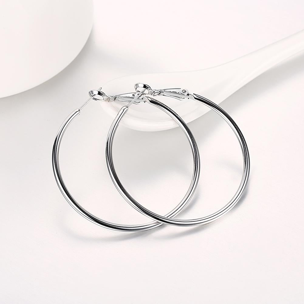 42mm Round Hoop Earring in 18K White Gold Plated, Earring, ALILY , ALILY jewelryjewelry deals, swarovski crystal jewelry, groupon jewelry,, jewelry for mom,