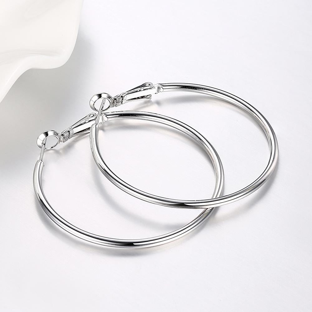 42mm Round Hoop Earring in 18K White Gold Plated, Earring, ALILY , ALILY jewelryjewelry deals, swarovski crystal jewelry, groupon jewelry,, jewelry for mom,