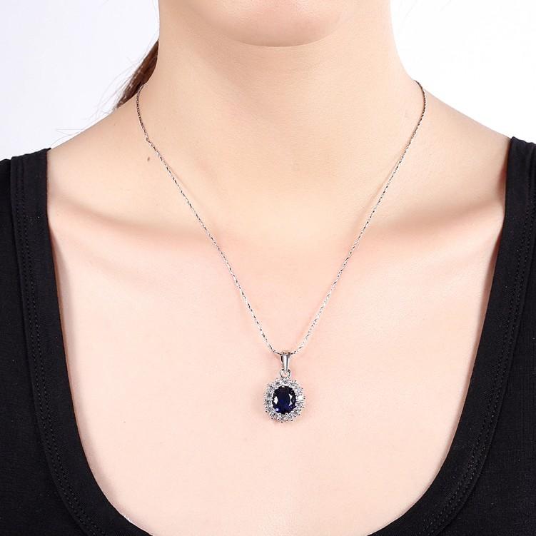 3.55 CTTW Sapphire Oval Cut Necklace Set in 18K White Gold Plated, Necklaces, ALILY , ALILY jewelryjewelry deals, swarovski crystal jewelry, groupon jewelry,, jewelry for mom,