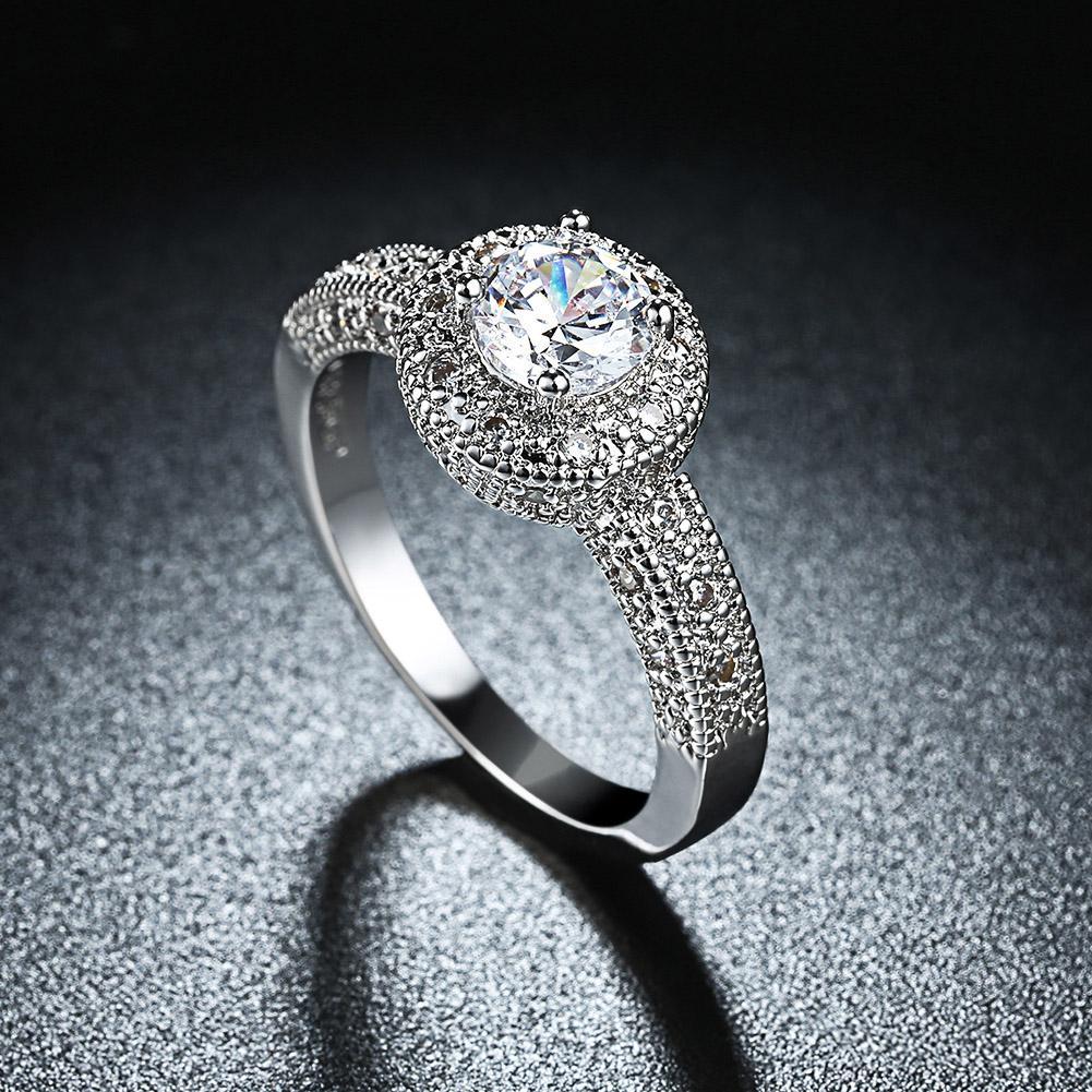 3.50 CTTW Single Crystal Swarovski Elements Pav'e Halo Ring in 18K White Gold Plating, , ALILY , ALILY jewelryjewelry deals, swarovski crystal jewelry, groupon jewelry,, jewelry for mom,