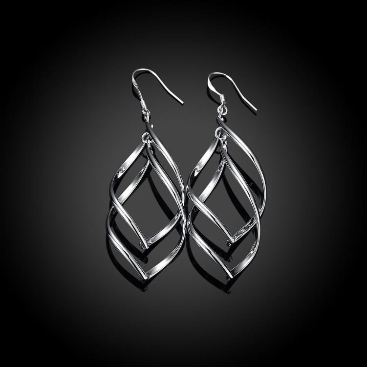 Silver Spiral Hook Earrings Set in 18K White Gold Plated - ALILY www..com fashion jewelry for women
