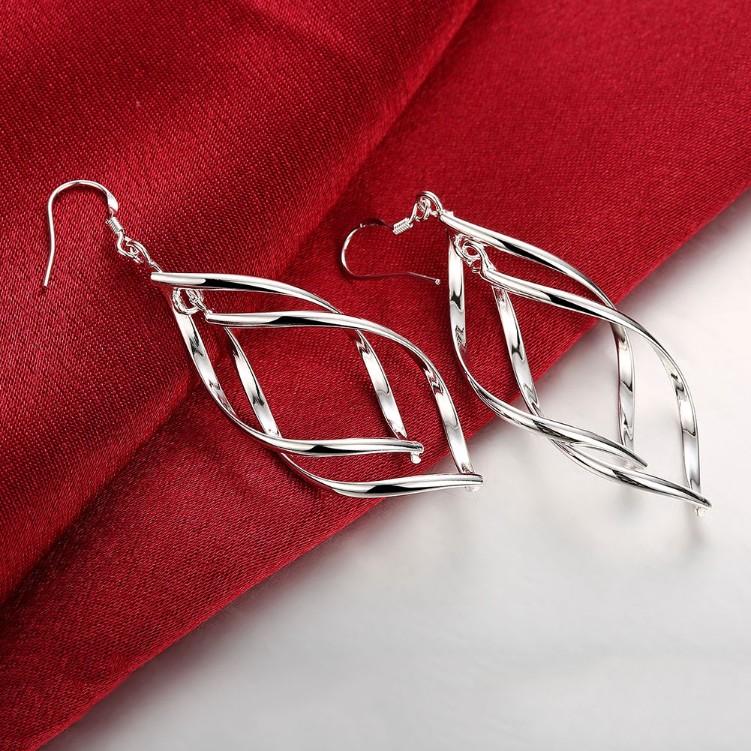 Silver Spiral Hook Earrings Set in 18K White Gold Plated - ALILY www..com fashion jewelry for women