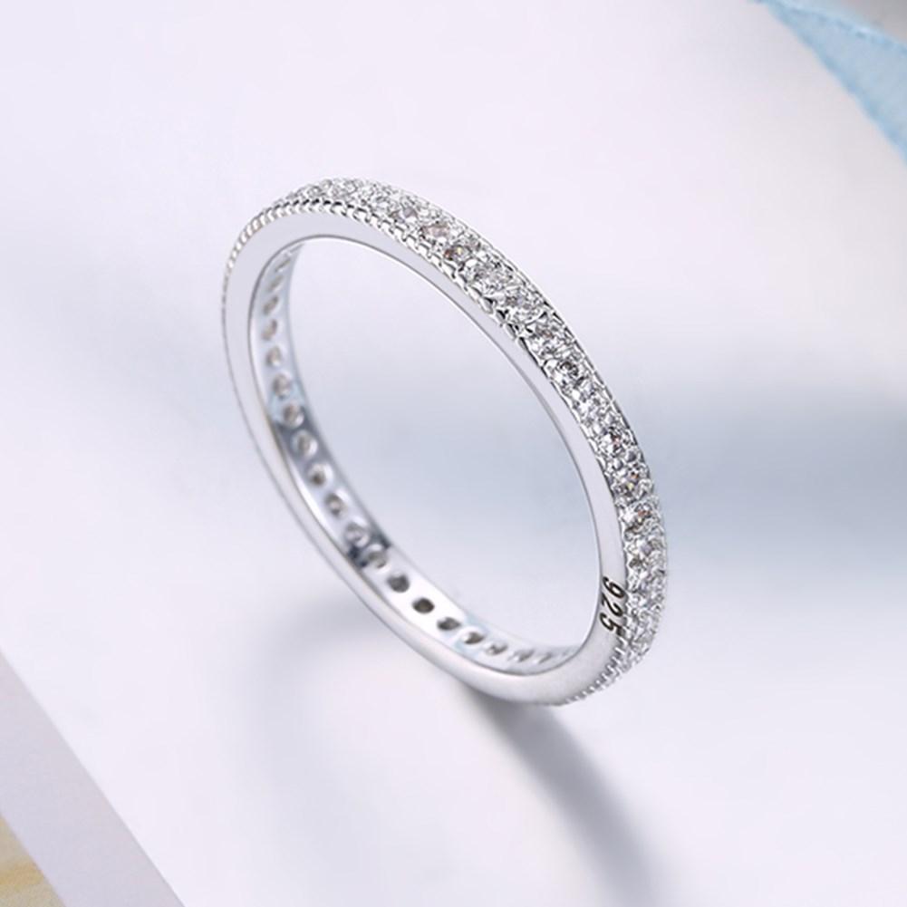 Classic Crystal Wedding Band Ring Set in 18K White Gold Plated