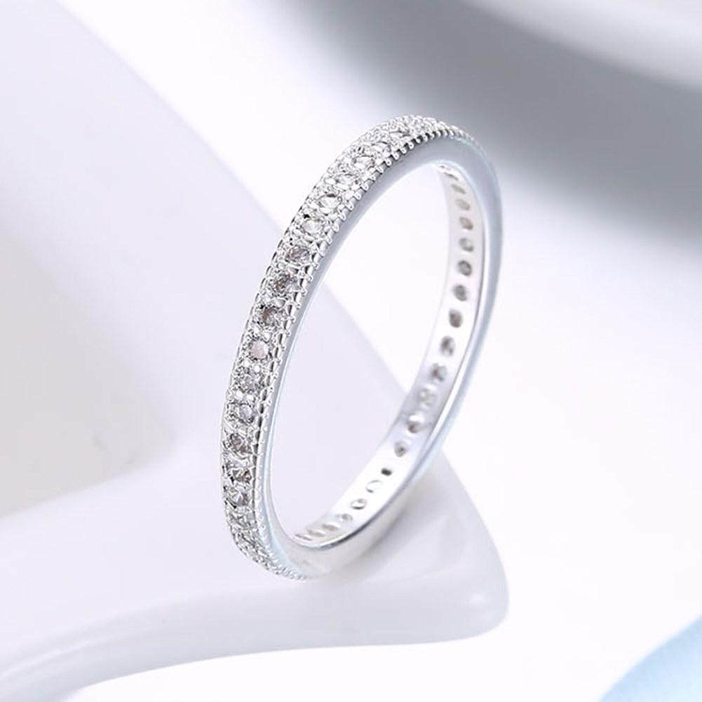 Classic Crystal Wedding Band Ring Set in 18K White Gold Plated