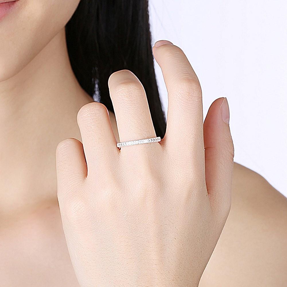 Classic Crystal Wedding Band Ring Set in 18K White Gold Plated