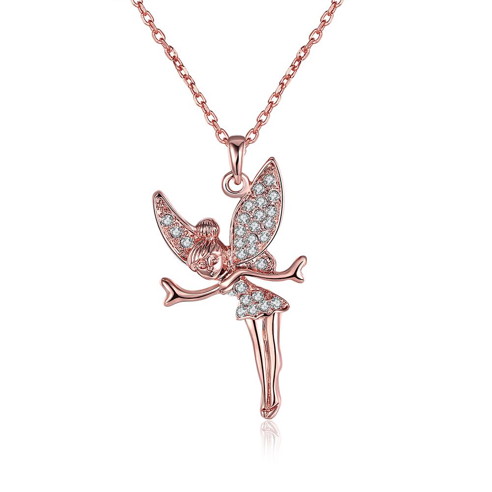 18K Rose Gold Plated Swarovski Elements Flying Angel Necklace, , ALILY , ALILY jewelryjewelry deals, swarovski crystal jewelry, groupon jewelry,, jewelry for mom,