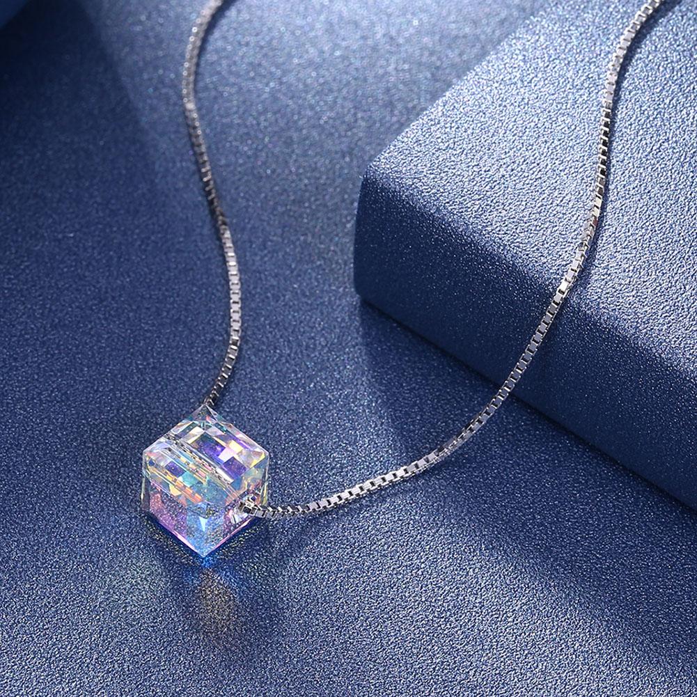 Crystals Aurora Borealis Cube Necklace Necklace