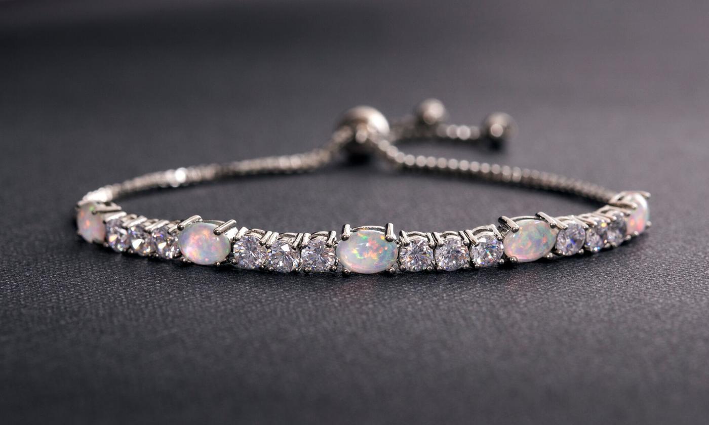 Fiery Opal Tennis Bracelet Made with Swarovski Crystals in Rose Gold, , ALILY , ALILY jewelryjewelry deals, swarovski crystal jewelry, groupon jewelry,, jewelry for mom,