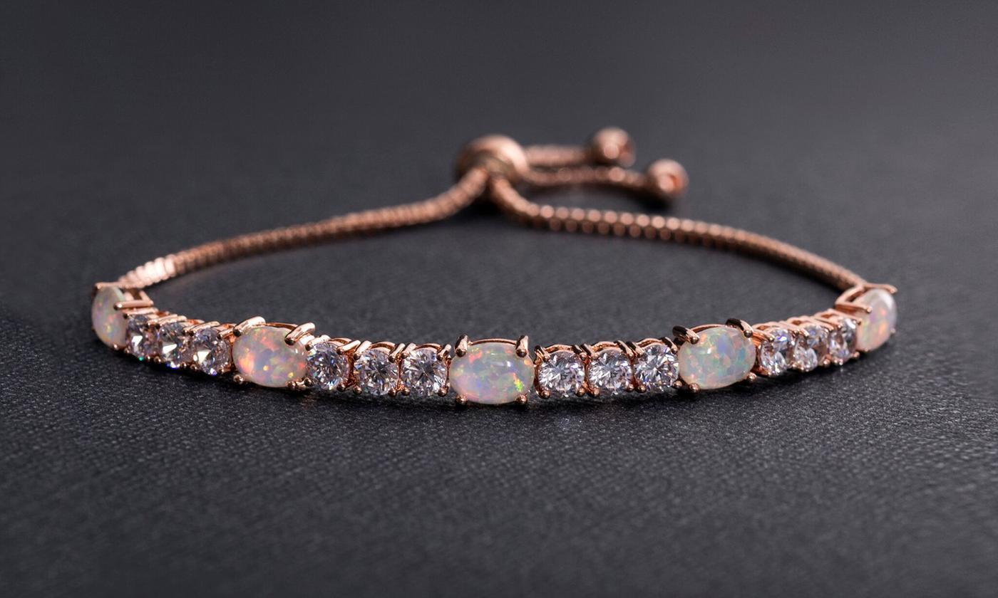 Fiery Opal Tennis Bracelet With Swarovski Crystals, , ALILY , ALILY jewelryjewelry deals, swarovski crystal jewelry, groupon jewelry,, jewelry for mom,
