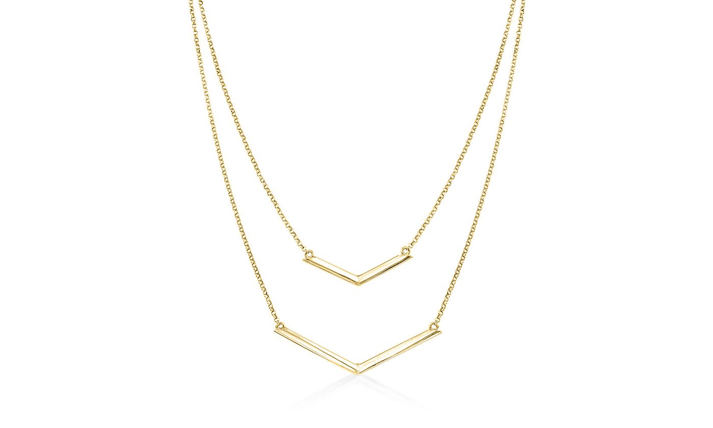 Duo Dangling Chevron Statement Necklace in 18K Gold (Multiple Options), , ALILY , ALILY jewelryjewelry deals, swarovski crystal jewelry, groupon jewelry,, jewelry for mom,