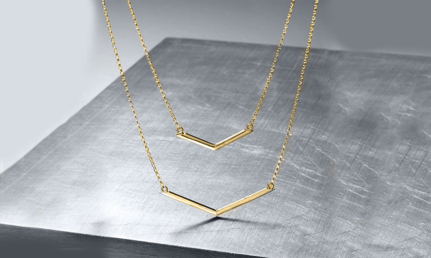 Duo Dangling Chevron Statement Necklace in 18K Gold (Multiple Options), , ALILY , ALILY jewelryjewelry deals, swarovski crystal jewelry, groupon jewelry,, jewelry for mom,
