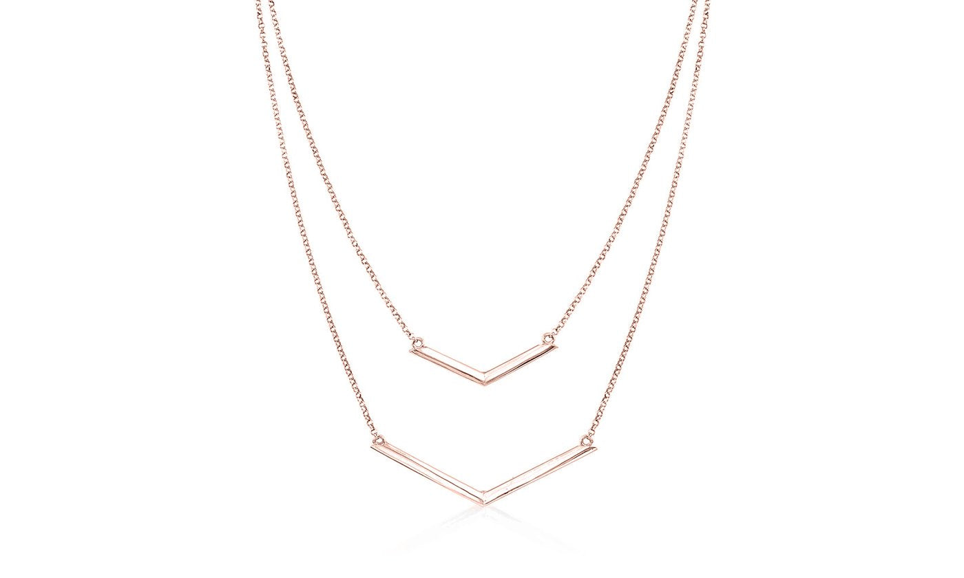 Duo Dangling Chevron Statement Necklace in 18K Gold (Multiple Options), , ALILY , ALILY jewelryjewelry deals, swarovski crystal jewelry, groupon jewelry,, jewelry for mom,